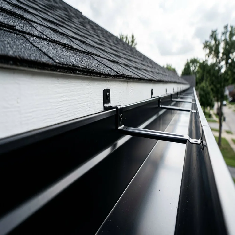 new black seamless gutter install